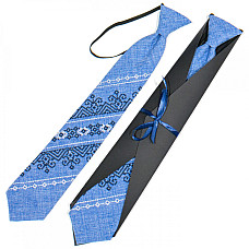 Підліткова краватка з вишивкою синя №784 LND-0099