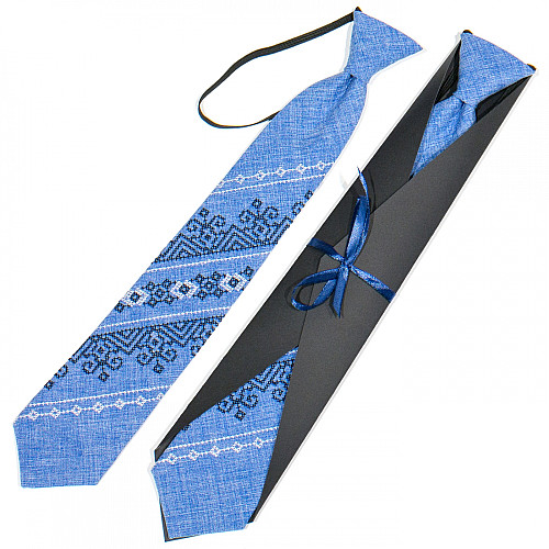 Підліткова краватка з вишивкою синя №784 LND-0099