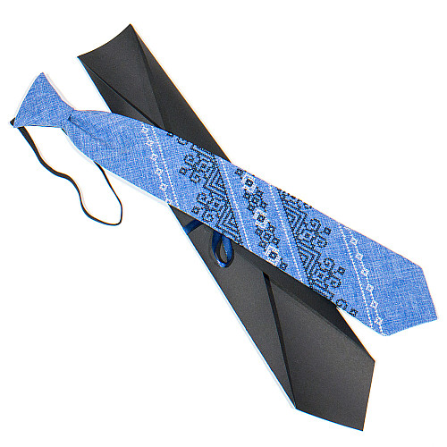 Підліткова краватка з вишивкою синя №784 LND-0099