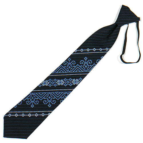 Подростковый галстук с вышивкой черный в полоску №789 LND-0100