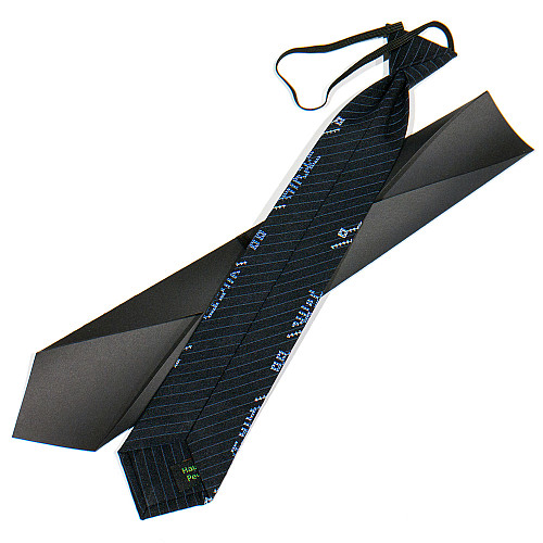Подростковый галстук с вышивкой черный в полоску №789 LND-0100