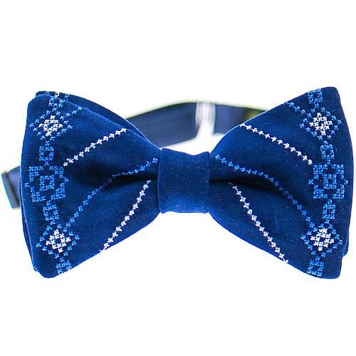 Замшевая вышитая бабочка синяя електрик №809 LM-3074