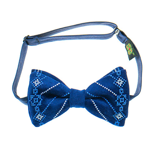 Замшевая вышитая бабочка синяя електрик №809 LM-3074