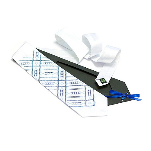 Белый галстук с вышивкой Боронислав LN-0061