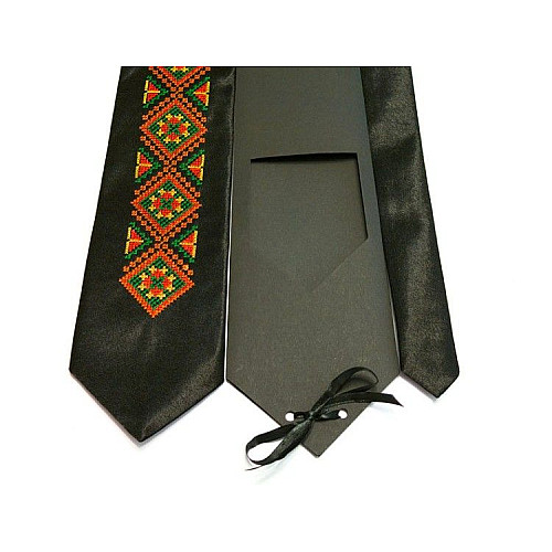 Галстук черный с вышивкой Татомир LN-0063