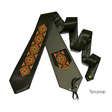 Краватка чорна з вишивкою Татомир LN-0063