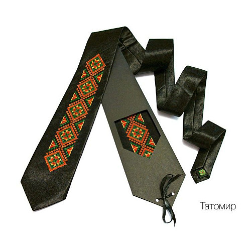 Галстук черный с вышивкой Татомир LN-0063