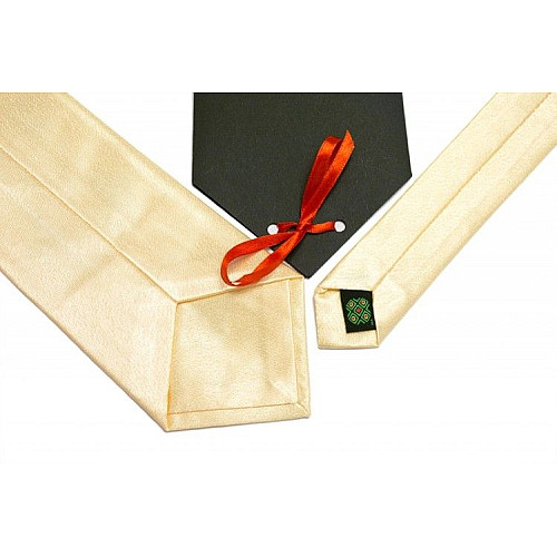 Бежевый галстук с вышивкой Закарпатье LN-0064