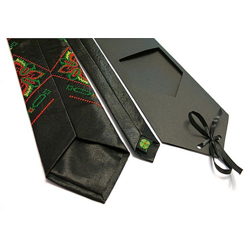 Краватка чорна з кольоровою вишивкою Світояр LN-0067