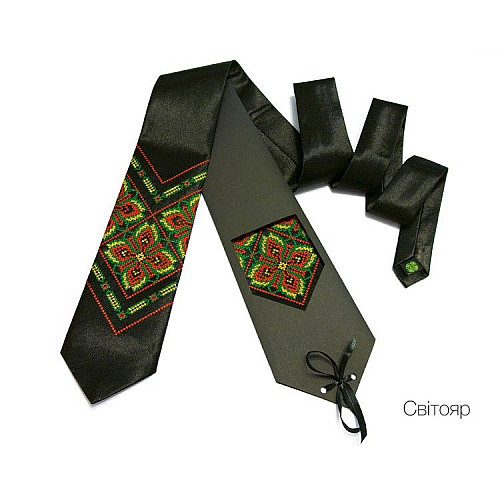 Краватка чорна з кольоровою вишивкою Світояр LN-0067