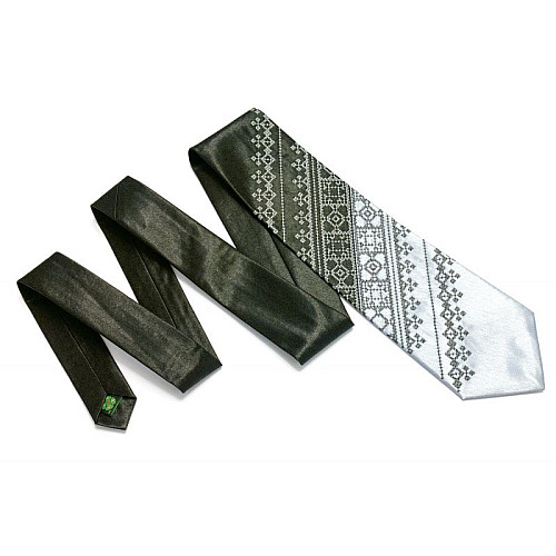 Галстук с вышивкой Черно-серый дуэт LN-0073