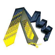 Галстук с вышивкой Желто-синий дуэт LN-0074