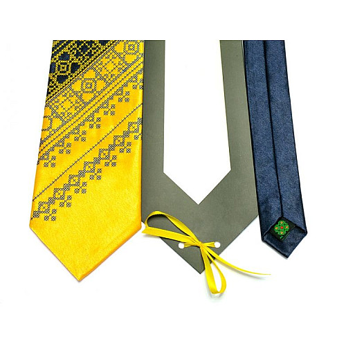 Галстук с вышивкой Желто-синий дуэт LN-0074