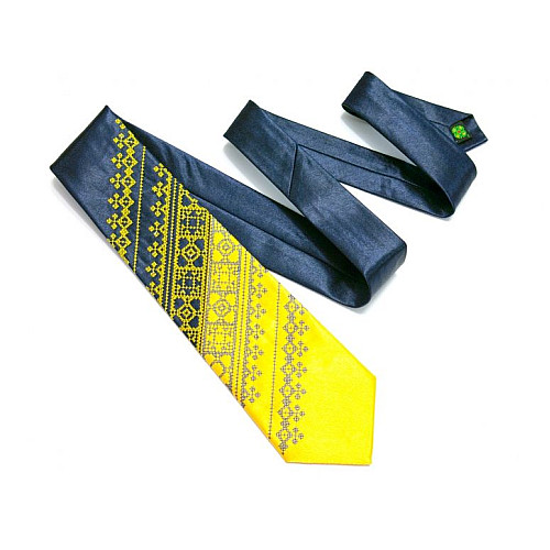 Галстук с вышивкой Желто-синий дуэт LN-0074