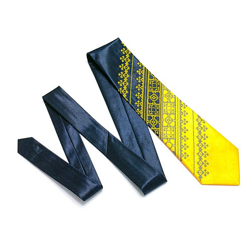 Галстук с вышивкой Желто-синий дуэт LN-0074