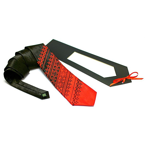 Галстук с вышивкой Красно-черный дуэт LN-0075