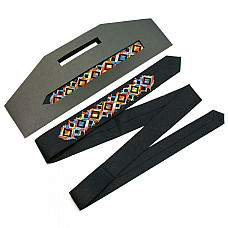 Узкий черный вышитый галстук Арт#1 LN-2011