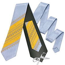 Галстук серо-золотистый с вышивкой №651 LN-2040