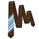 Галстук узкий коричнево-голубой с вышивкой №657 LN-2041