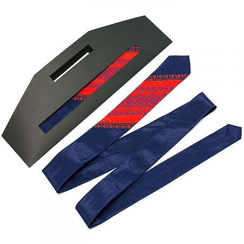 Краватка вузька червоно-синя з вишивкою №659 LN-2043