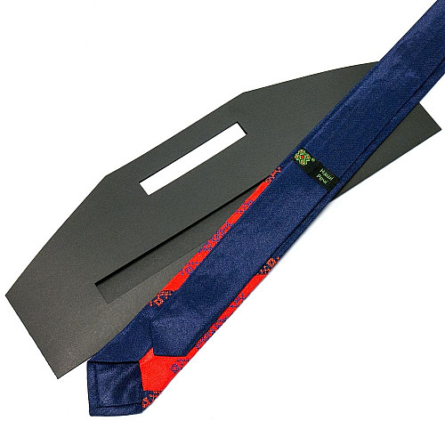 Краватка вузька червоно-синя з вишивкою №659 LN-2043