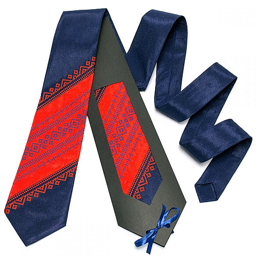 Галстук красно-синий с вышивкой №649 LN-2044