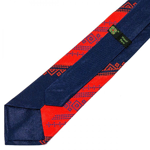 Галстук красно-синий с вышивкой №649 LN-2044