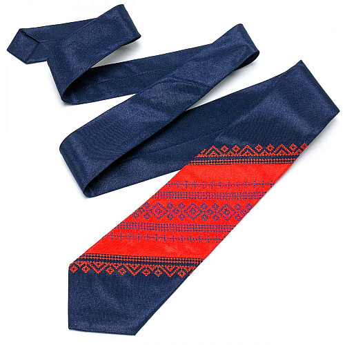 Галстук красно-синий с вышивкой №649 LN-2044