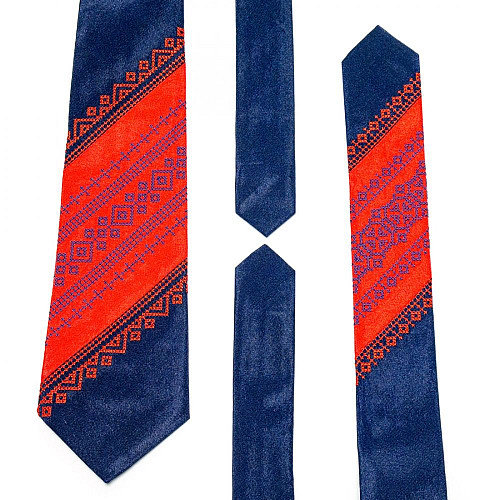 Галстук красно-синий с вышивкой №649 LN-2044