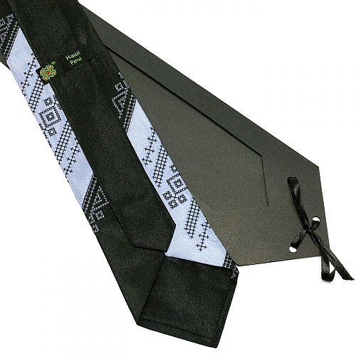 Краватка з вишивкою сіро-чорна №645 LN-2048