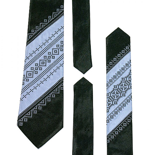 Краватка з вишивкою сіро-чорна №645 LN-2048