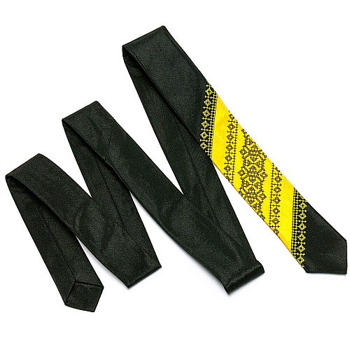 Галстук желто-черный с вышивкой №654 LN-2049