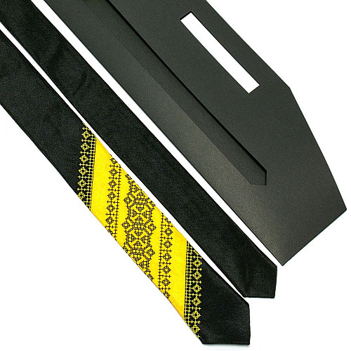 Галстук желто-черный с вышивкой №654 LN-2049