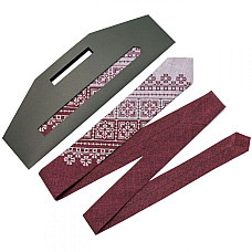 Галстук бежево-бордовый с вышивкой №623 LN-2050
