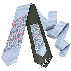 Галстук серого цвета с вышивкой №608 LN-2053