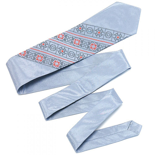 Галстук серого цвета с вышивкой №608 LN-2053