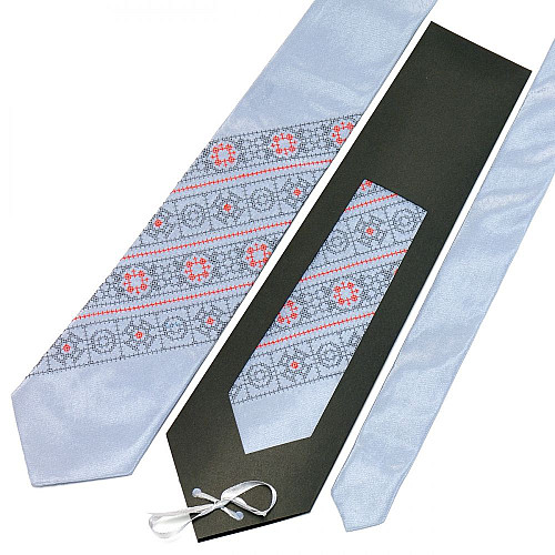 Галстук серого цвета с вышивкой №608 LN-2053