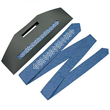 Тонка джинсова вишита краватка №685 LN-2071