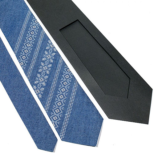 Джинсова вишита краватка №683 LN-2072