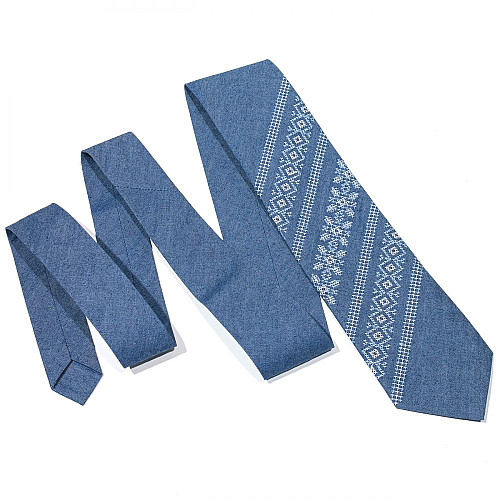 Джинсова вишита краватка №683 LN-2072