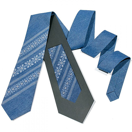 Джинсова вишита краватка №683 LN-2072