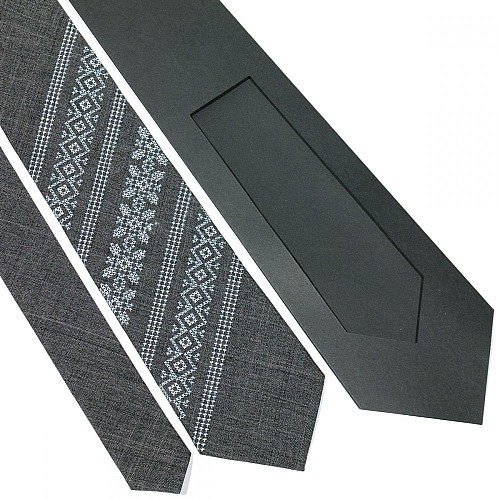 Модный серый вышитый галстук №680 LN-2074