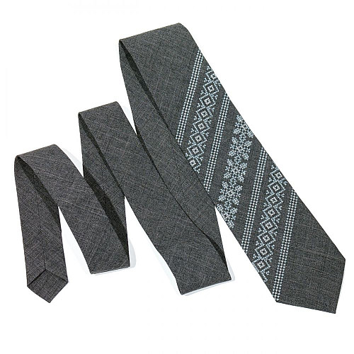 Модный серый вышитый галстук №680 LN-2074