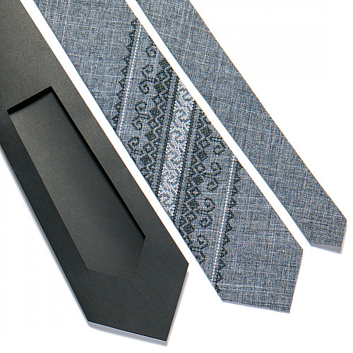 Вышитый серый галстук №728 LN-2079