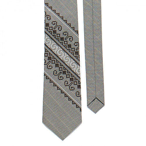 Вышитый серый галстук №724 LN-2082