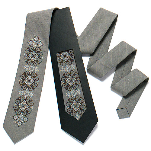 Серый вышитый галстук №723 LN-2083
