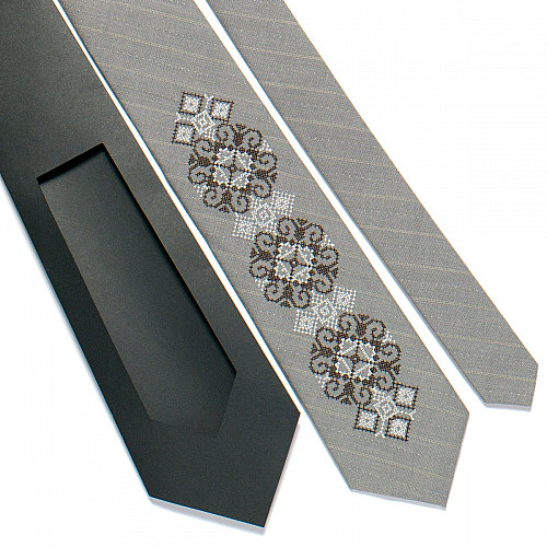 Серый вышитый галстук №723 LN-2083