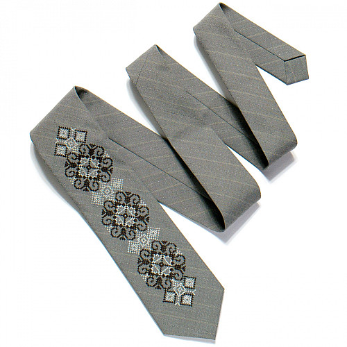 Серый вышитый галстук №723 LN-2083