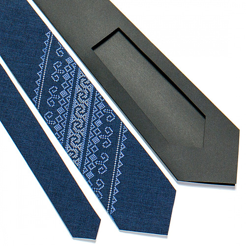 Синий вышитый галстук №722 LN-2084