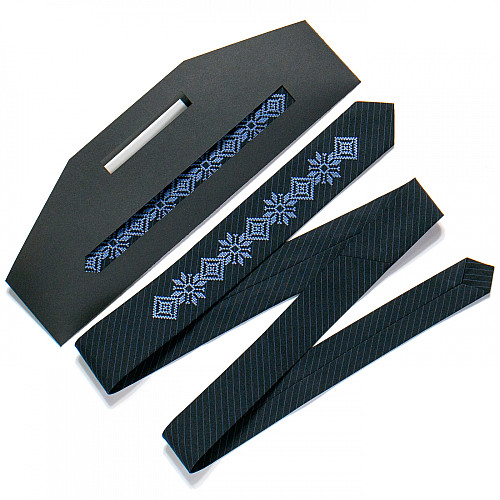 Темно-синя вишита краватка №719 LN-2086